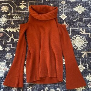 Neiman Marcus Burnt Orange Cashmere Cutout Sweater